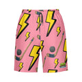 Men/Teen Swim Shorts - Lightning Bolts and Hockey Sticks Pink