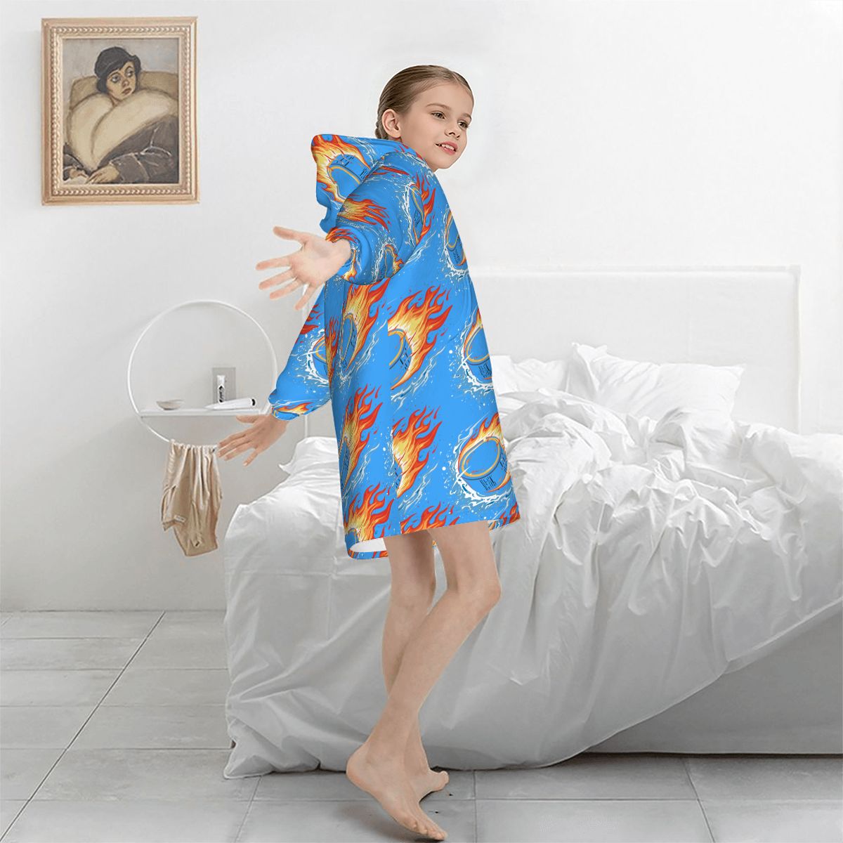 Youth Blanket Sweatshirt - Flamin Hockey Pucks Blue