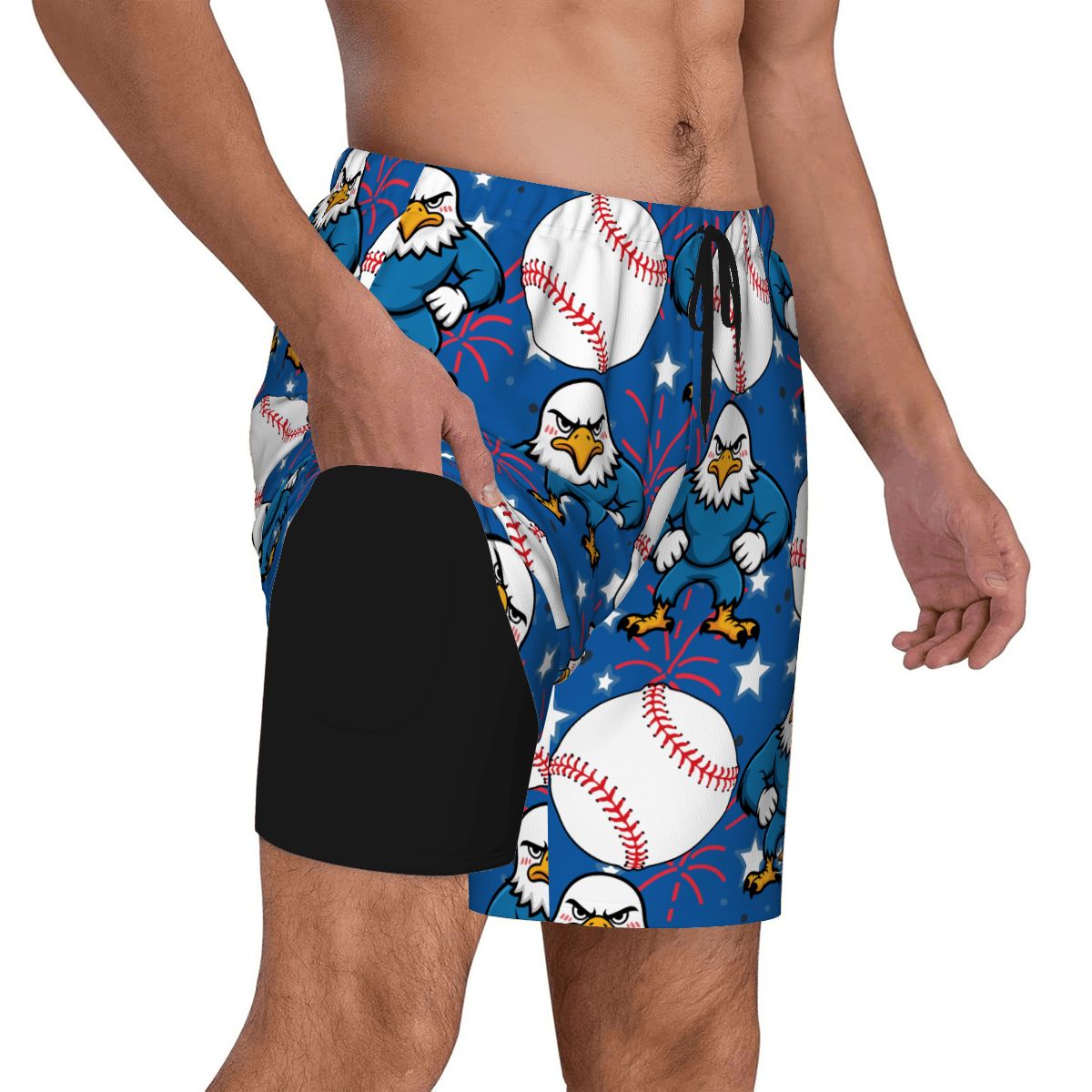 W2W Pro Mesh Hybrid Shorts - Stars and Strikes Dark Blue