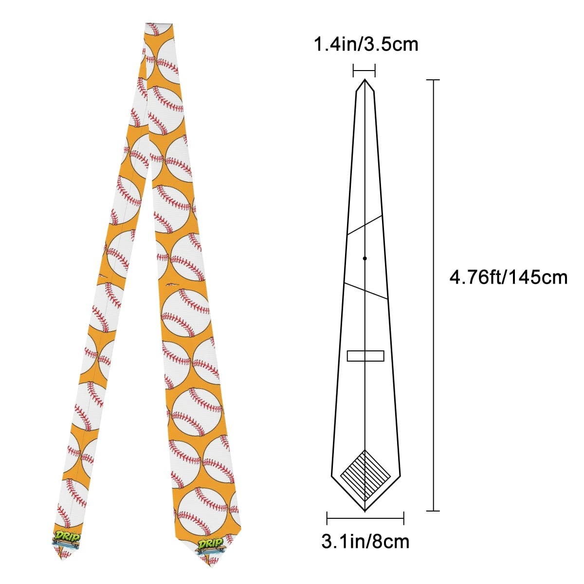 Game Day Tie - Baseballs Classic Orange