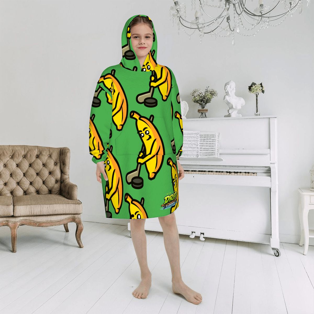 Youth Blanket Sweatshirt - Bananas for Hockey Green