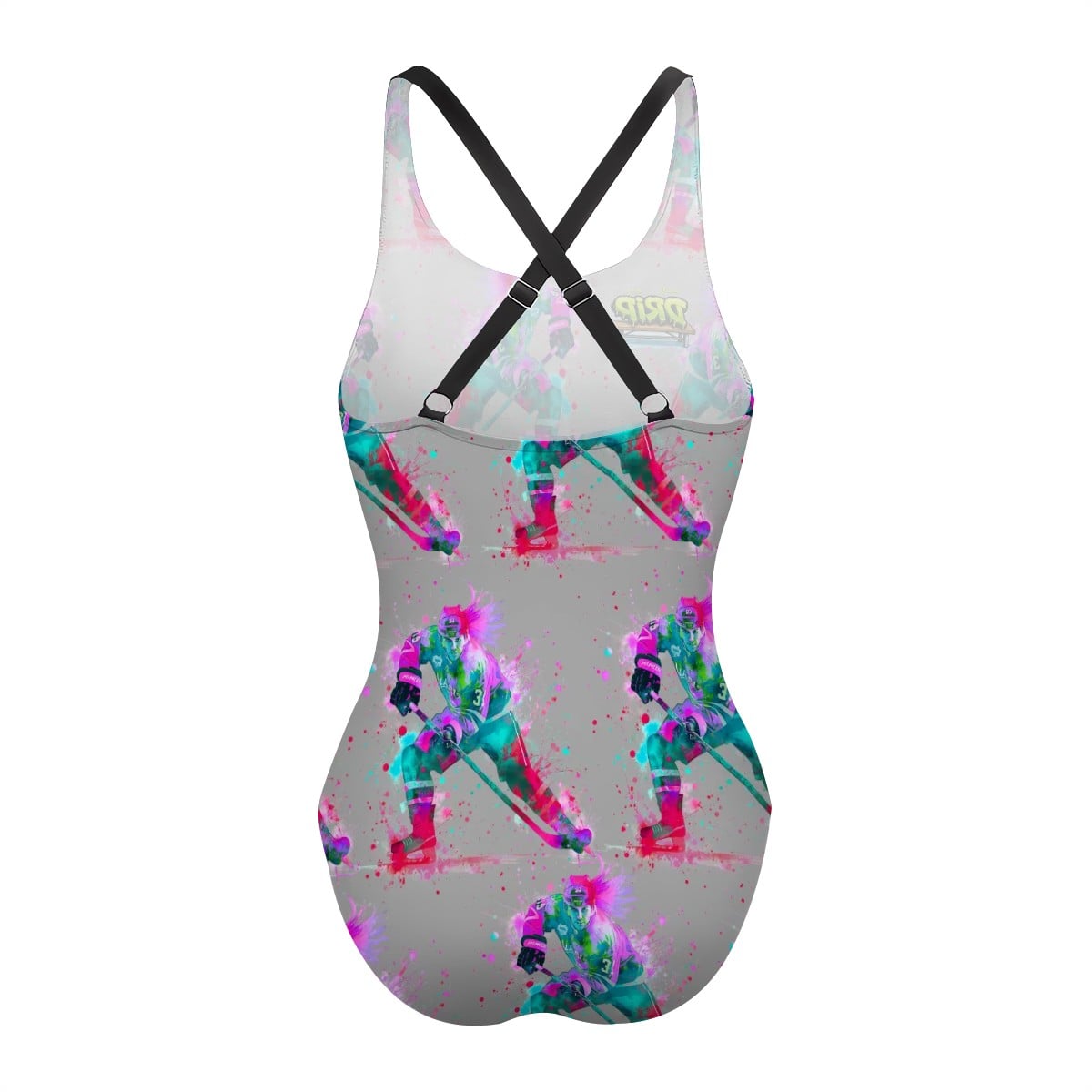 Cross-Back One Piece Swimsuit Women - Hockey Drip Flo Grey