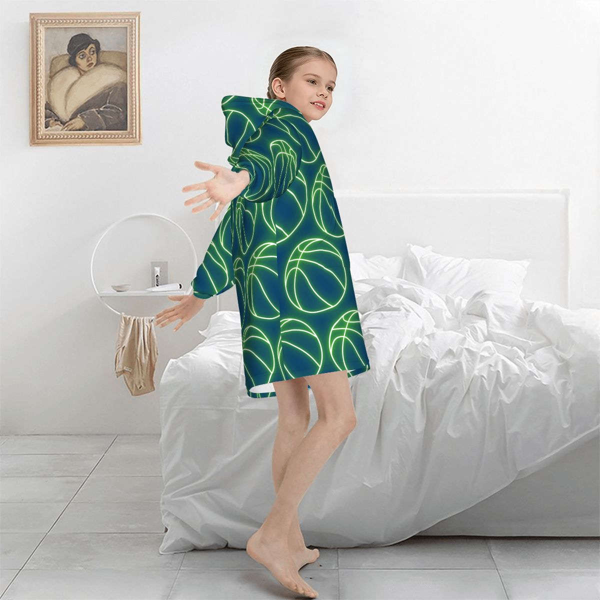 Youth Blanket Sweatshirt - Neon Green Basketball Midnight