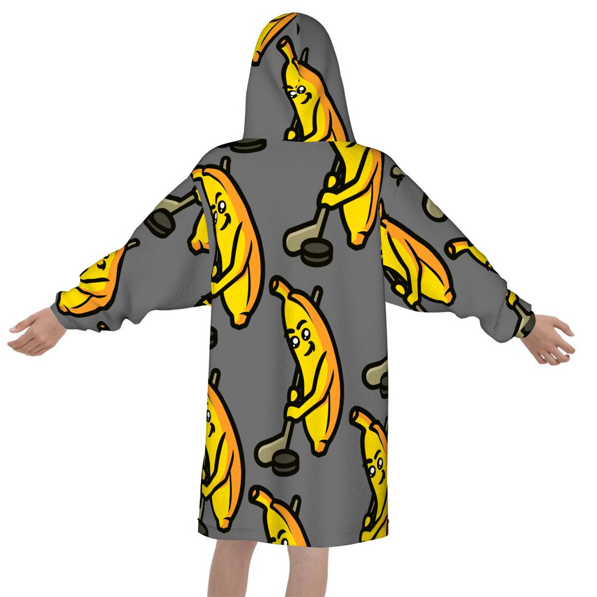 Youth Blanket Sweatshirt - Bananas for Hockey Dark Grey