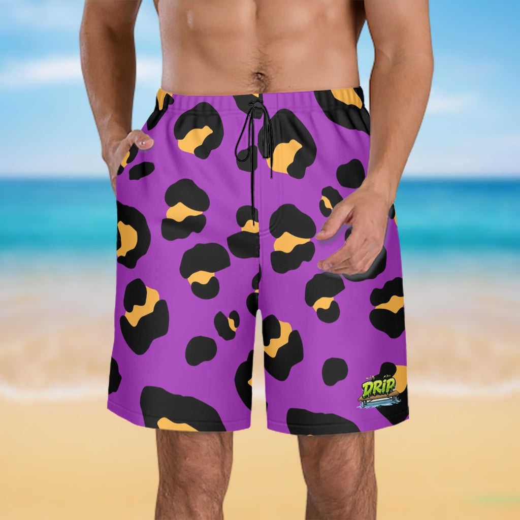 Men/Teen Swim Shorts - Drip Bench Leopard Purple