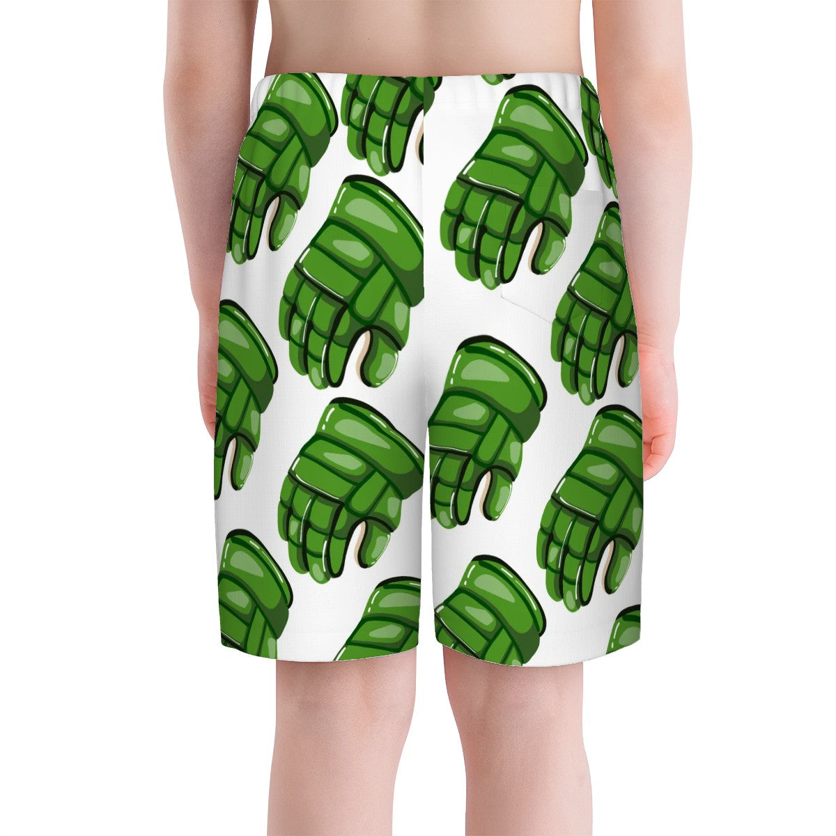 Youth Swim Shorts - Green Hockey Gloves White