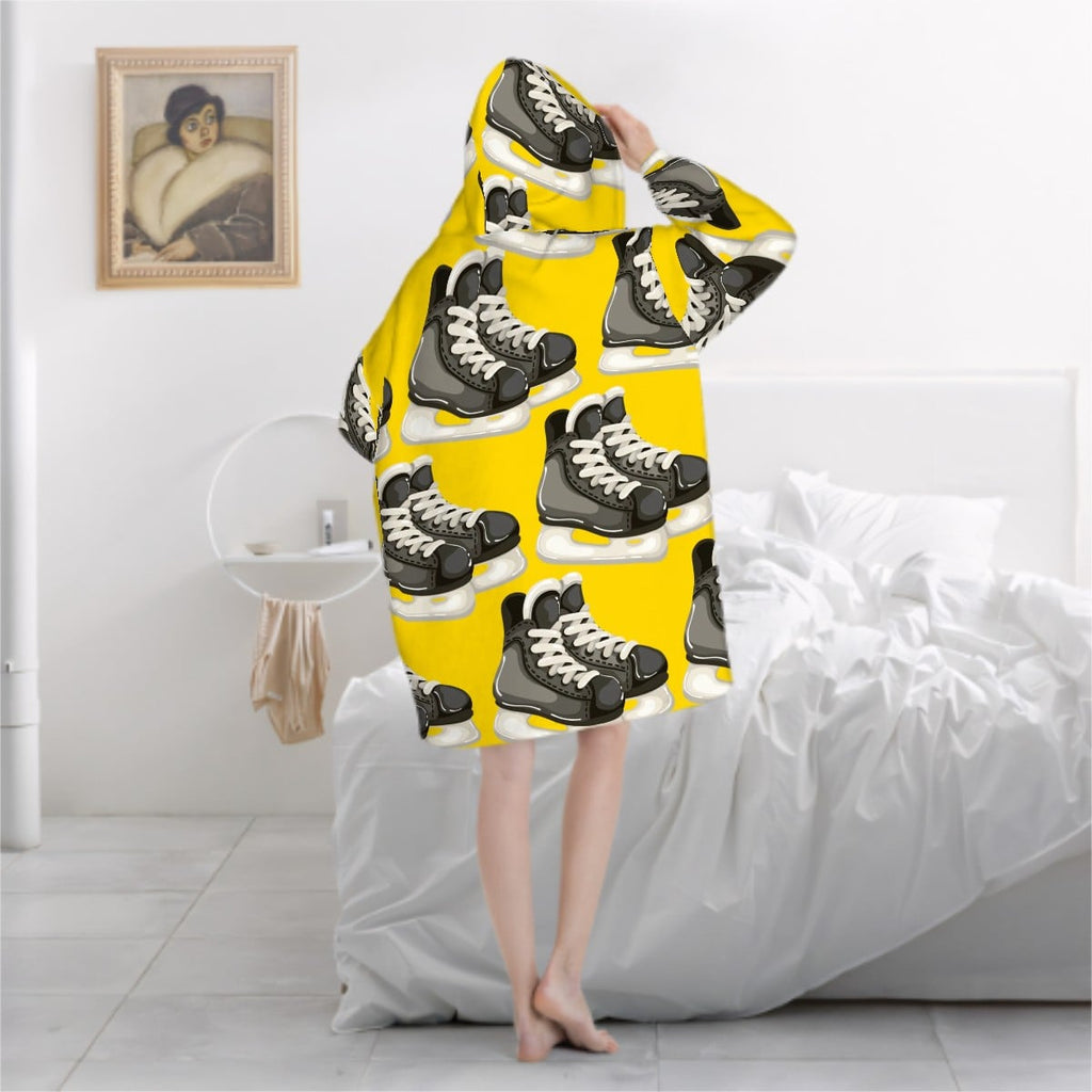 Adult Blanket Sweatshirt - Hockey Skates Classic Gold