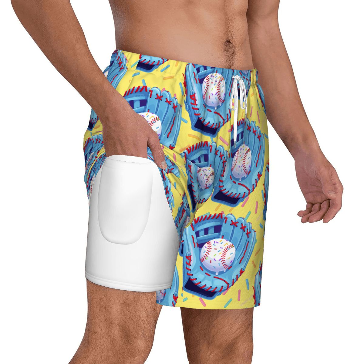 W2W Pro Mesh Hybrid Shorts - Baseball Sprinkles Drip Yellow