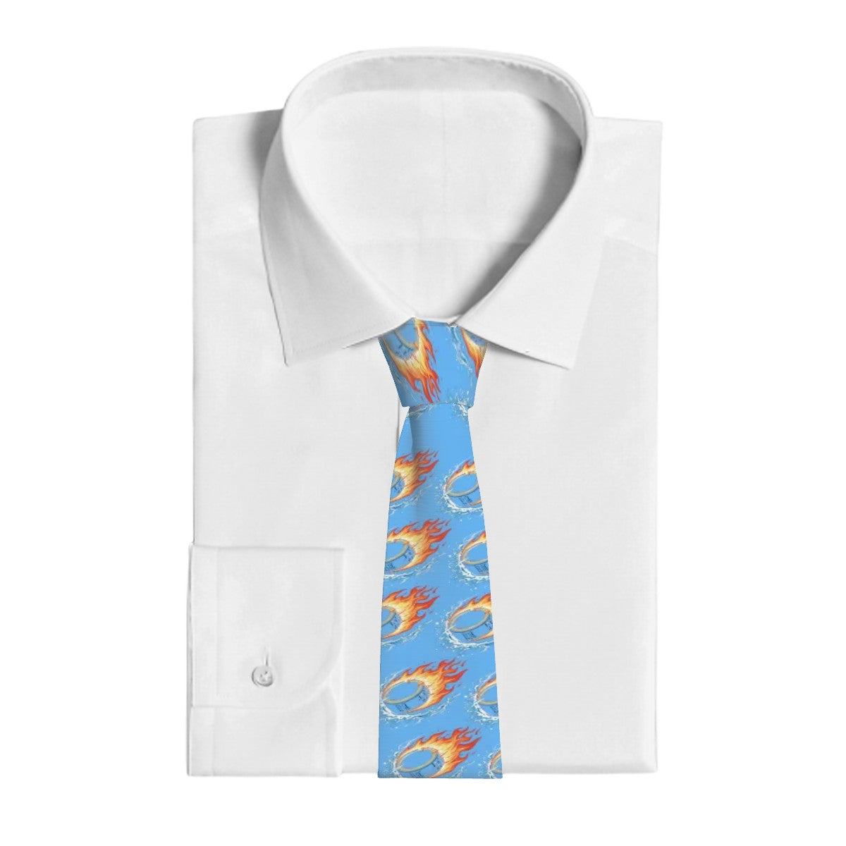 Game Day Tie - Flamin Hockey Pucks Sky Blue