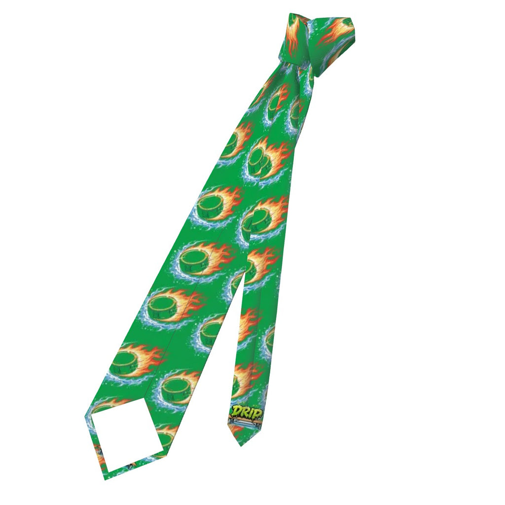 Game Day Tie - Flamin Hockey Puck Classic Green