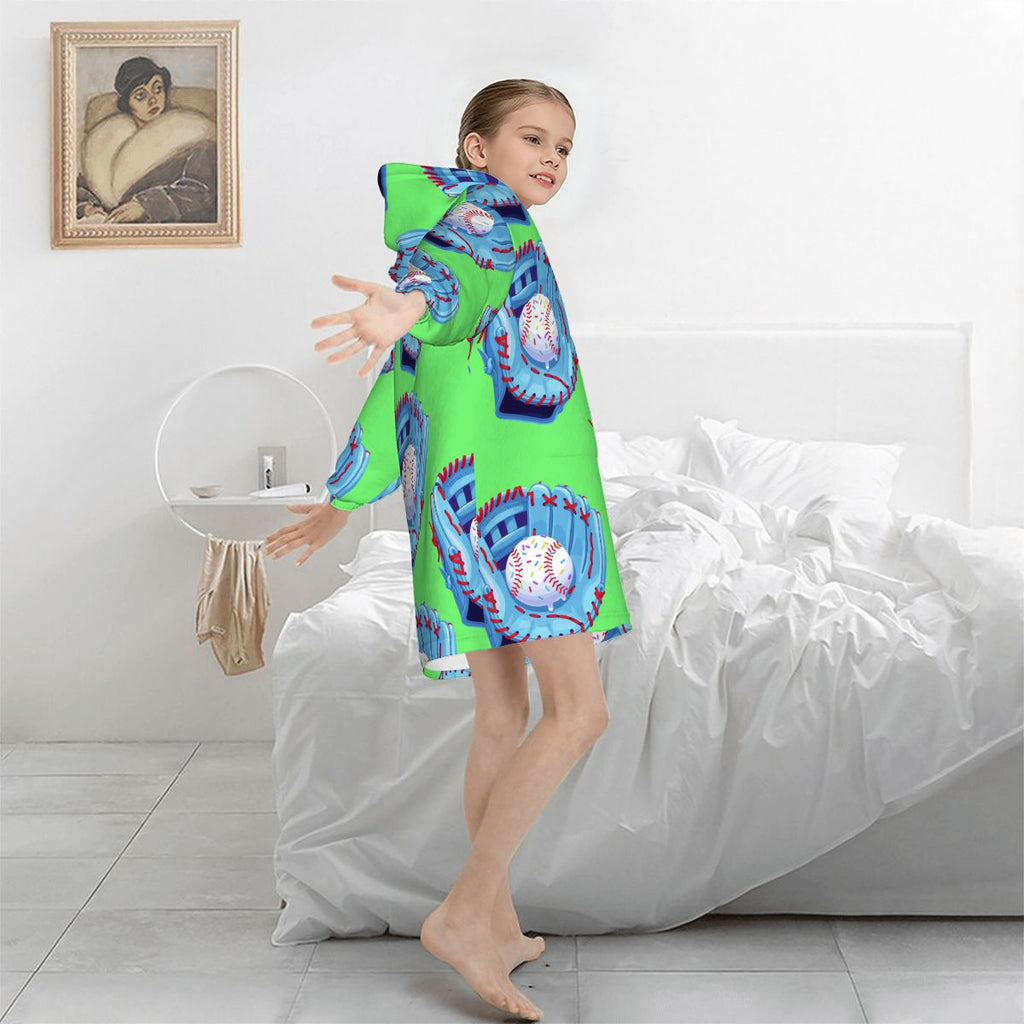 Youth Blanket Sweatshirt - Baseball Sprinkles Drip Hot Green