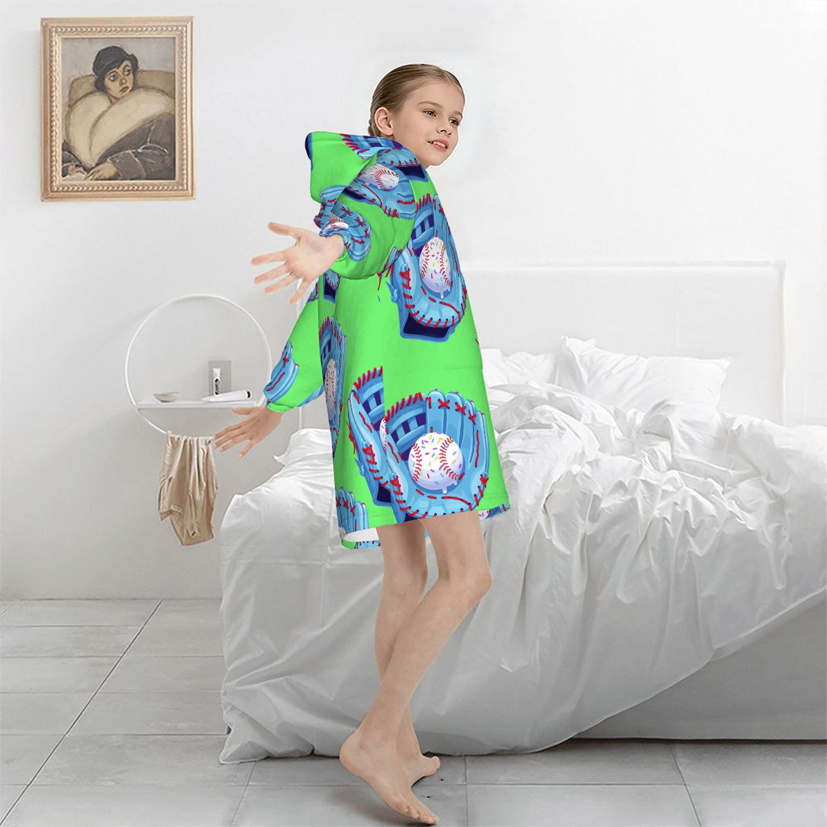 Youth Blanket Sweatshirt - Baseball Sprinkles Drip Hot Green