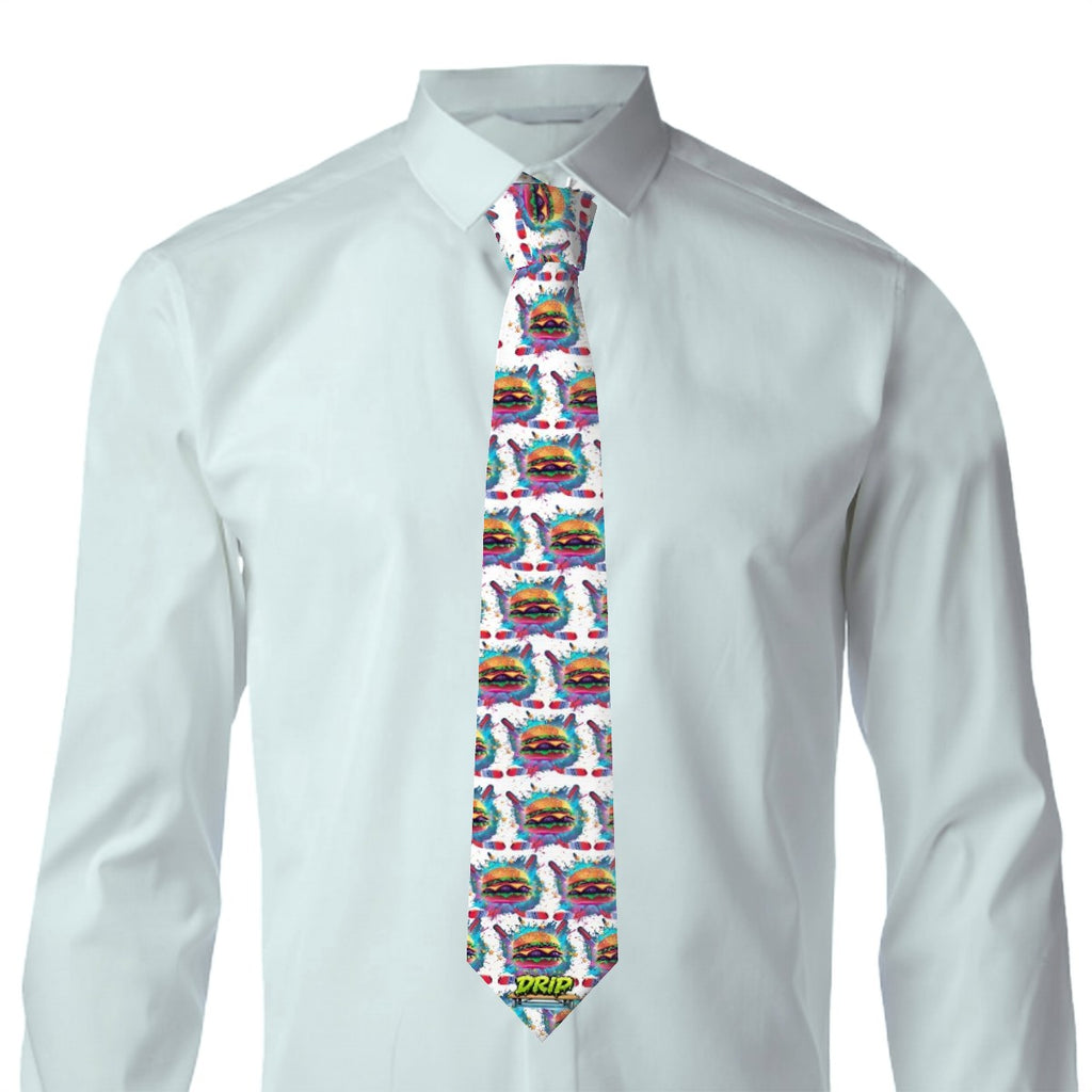 Game Day Tie - Cheeseburger and Hockey Sauce White