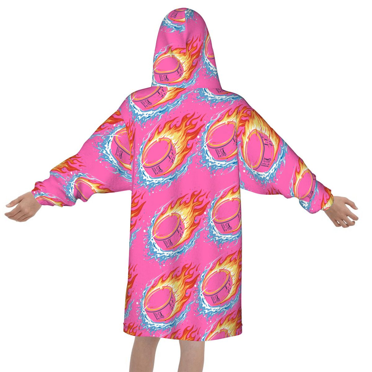 Youth Blanket Sweatshirt - Flamin Hockey Pucks Hot Pink