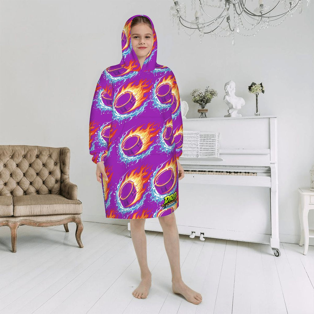 Youth Blanket Sweatshirt - Flamin Hockey Pucks Classic Purple