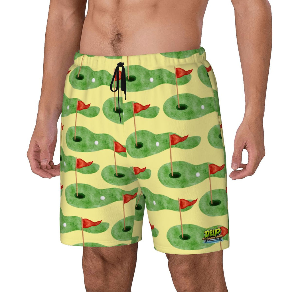 W2W Pro Mesh Hybrid Shorts - Green Hole Sketch Yellow