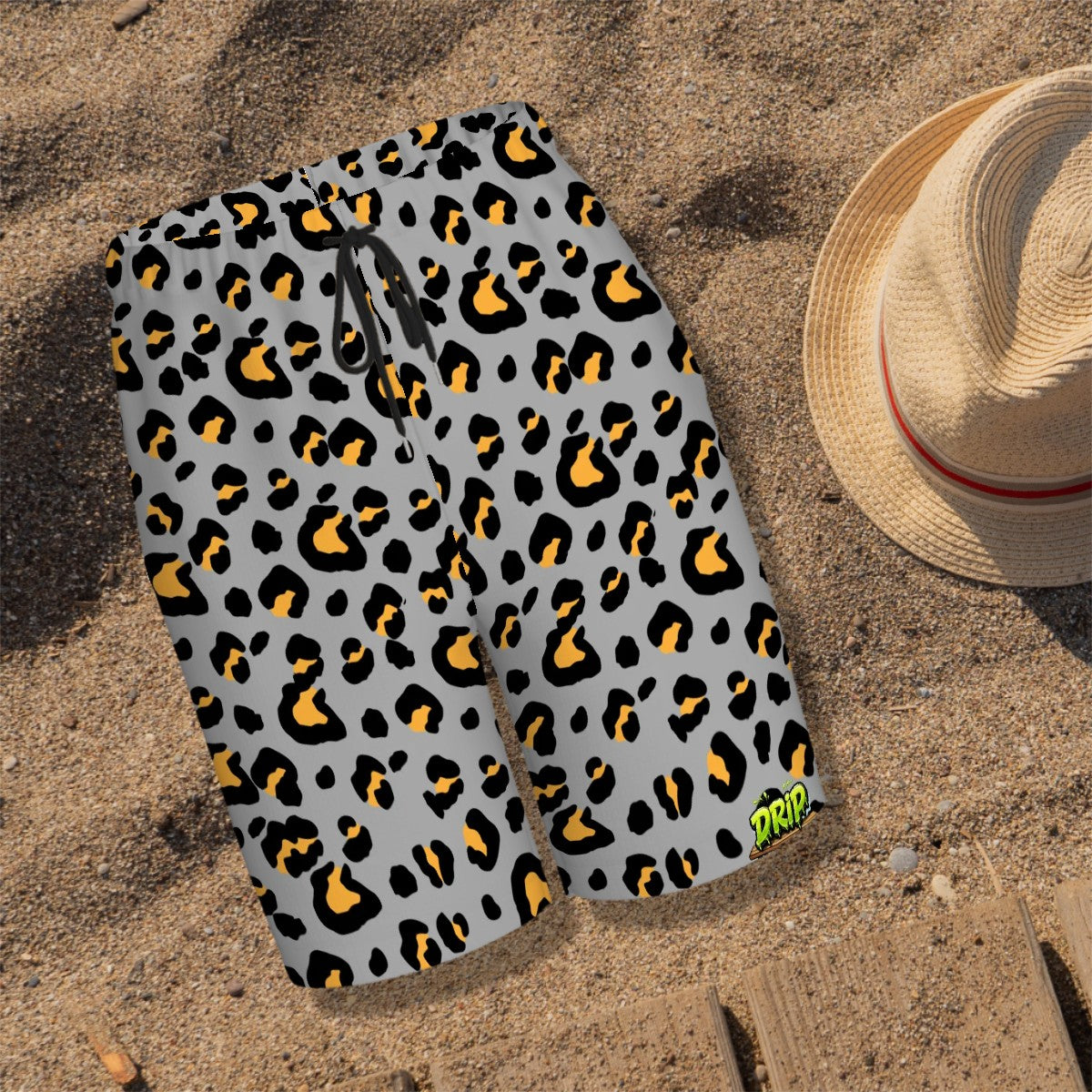 Youth Swim Shorts - Drip Bench Leopard Grey