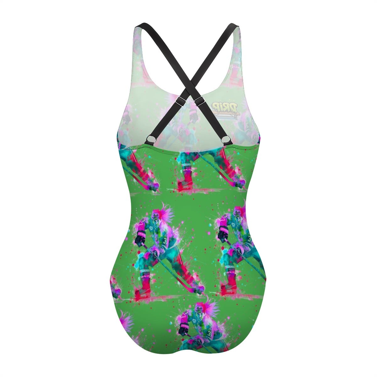 Cross-Back One Piece Swimsuit Women - Hockey Drip Flo Green