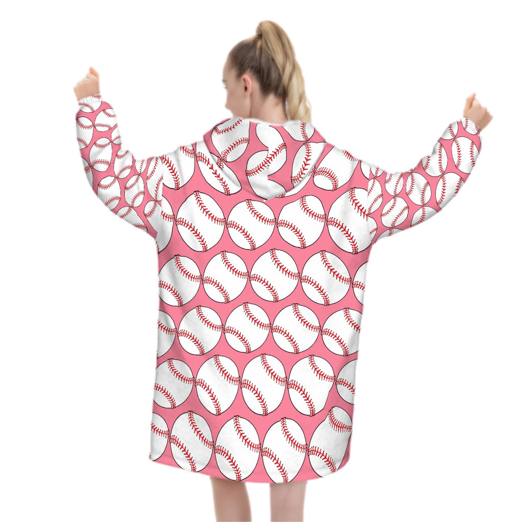 Adult Blanket Sweatshirt - Classic Baseball Pink
