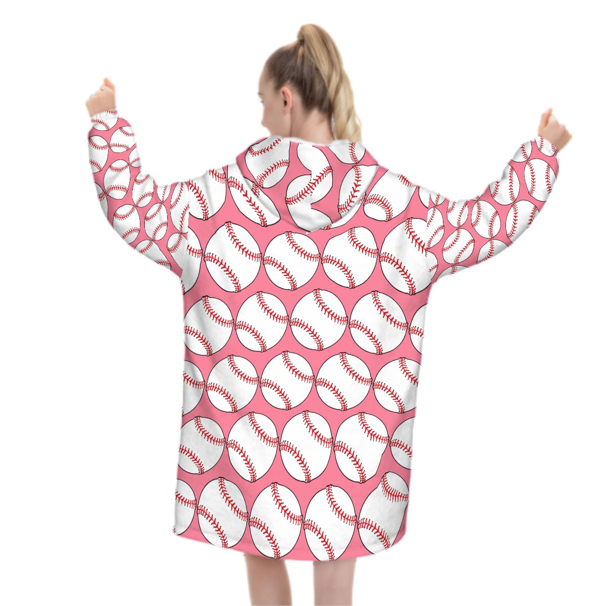 Adult Blanket Sweatshirt - Classic Baseball Pink