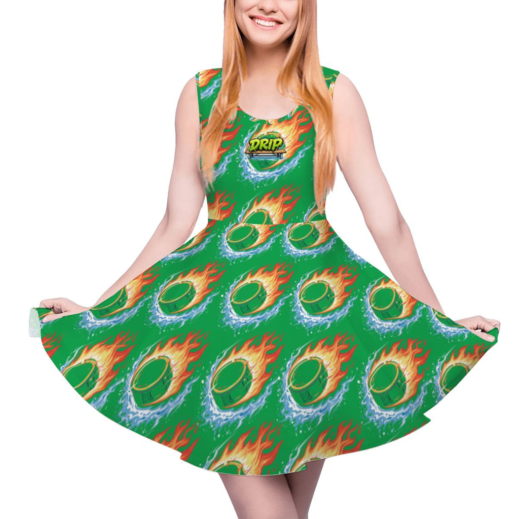 Women's Game Day Dress - Flamin Hockey Pucks Classic Green