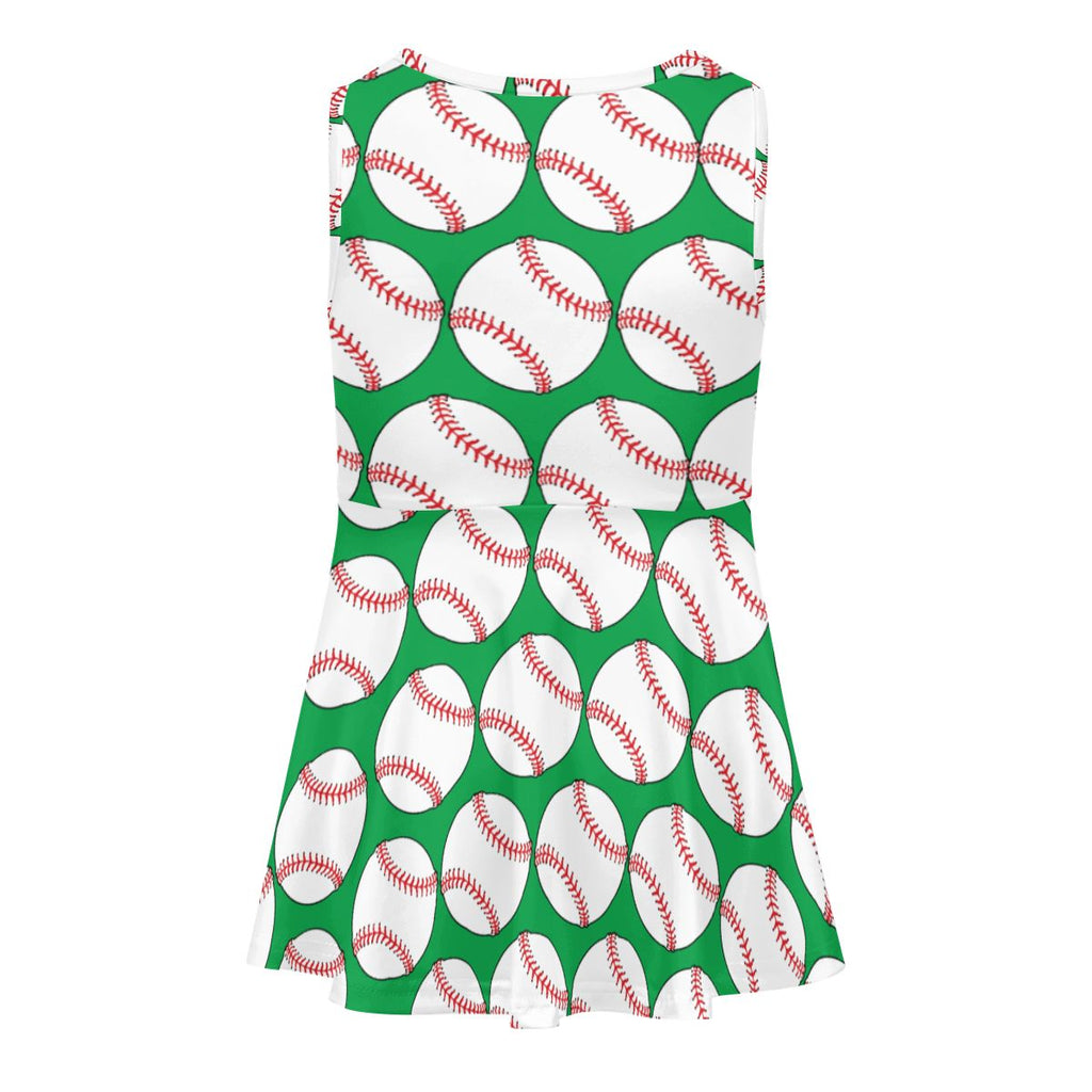 Girls Game Day Dress - Classic Baseball Green