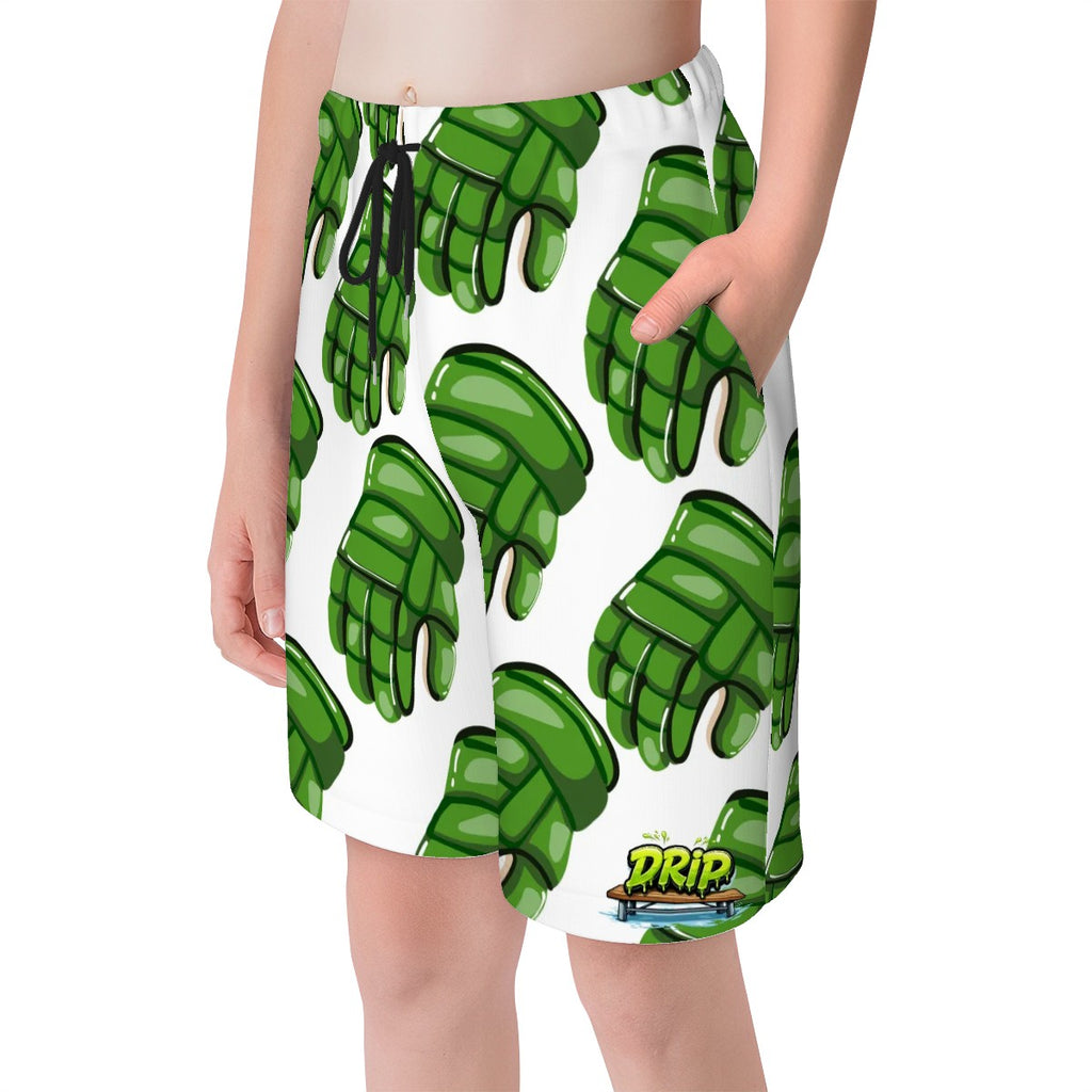 Youth Swim Shorts - Green Hockey Gloves White
