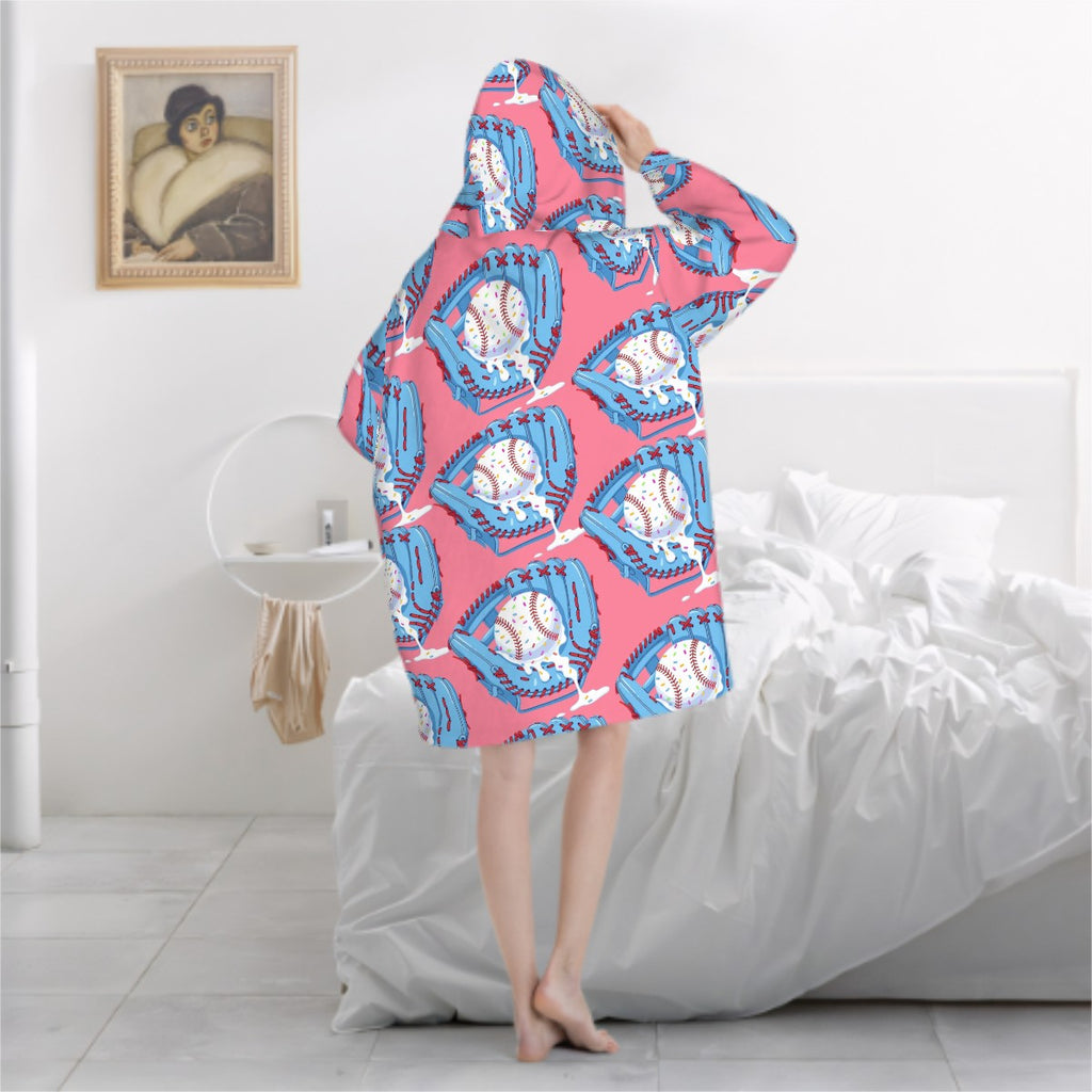 Adult Blanket Sweatshirt - Baseball Sprinkles Ice Cream Drip Pink