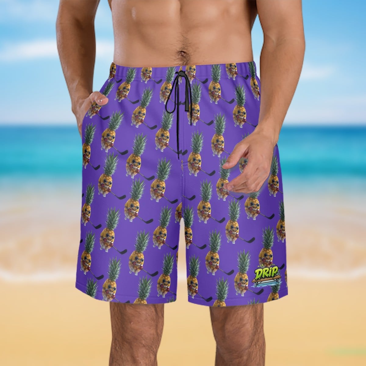 Men/Teen Swim Shorts - Piney Snipes Purple