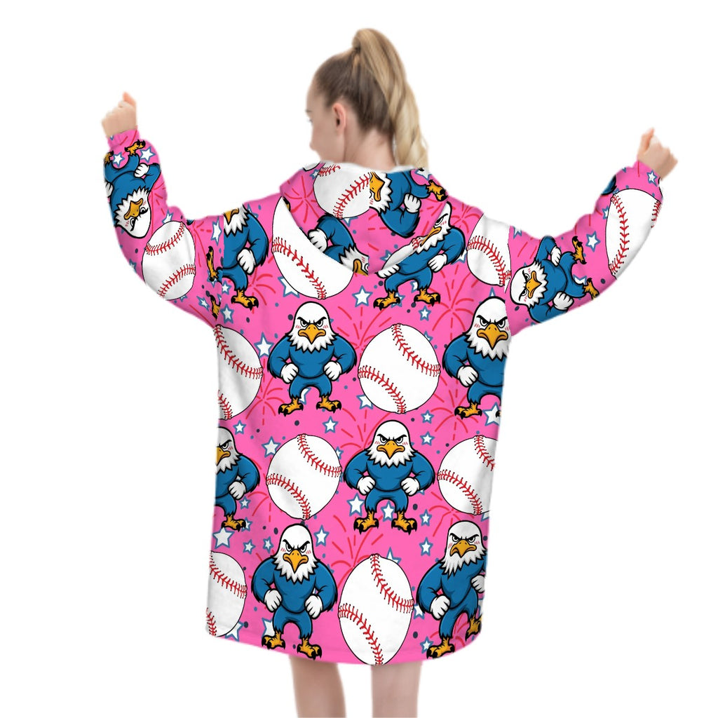 Adult Blanket Sweatshirt - Stars and Strikes Hot Pink