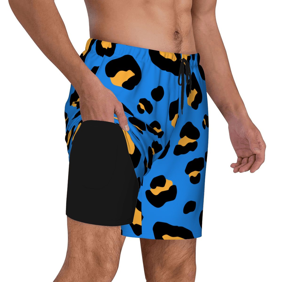 W2W Pro Mesh Hybrid Shorts - Drip Bench Leopard Dark Blue