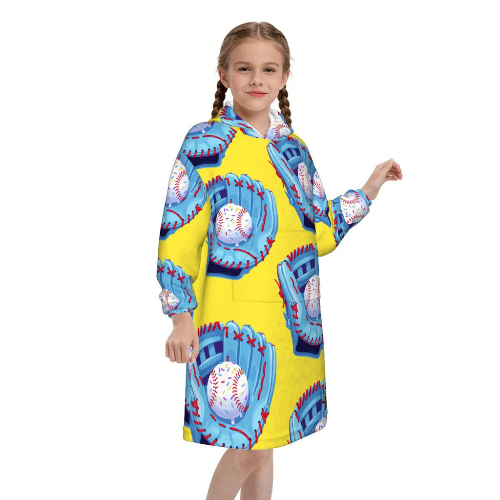 Youth Blanket Sweatshirt - Baseball Sprinkles Drip Yellow