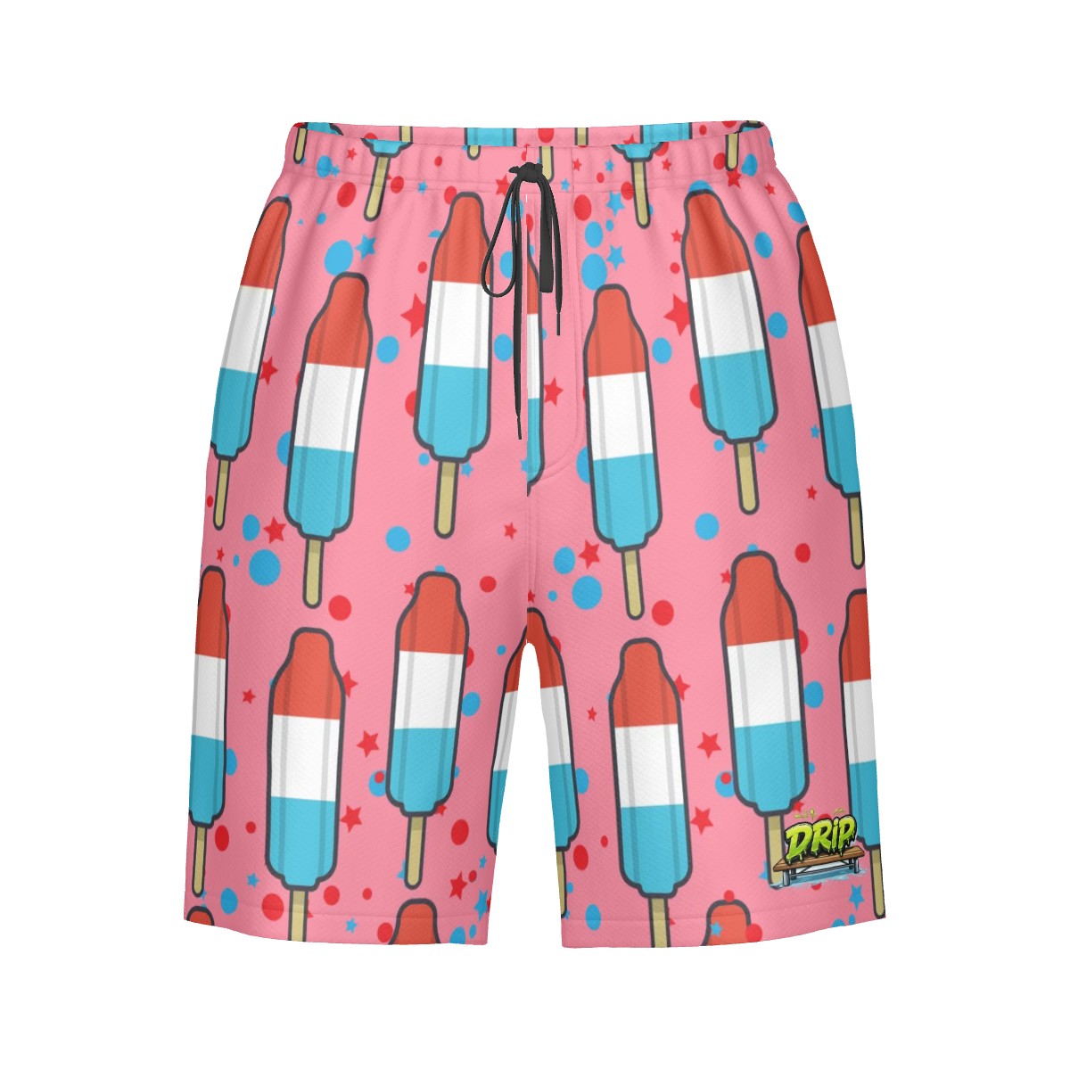 Men/Teen Swim Shorts - Red White and Blue Pop Pink