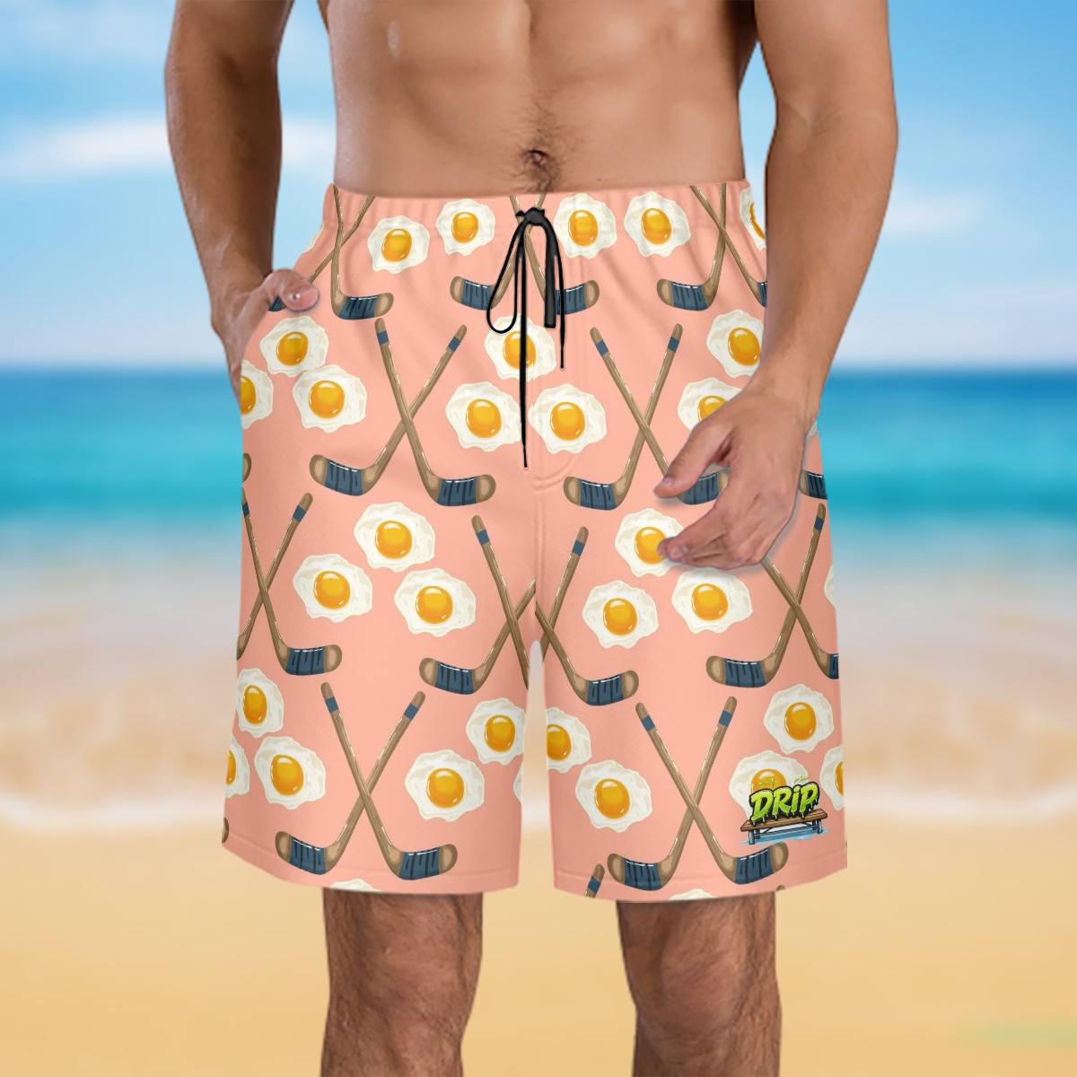 Men/Teen Swim Shorts - Sunnyside Snipes Peach