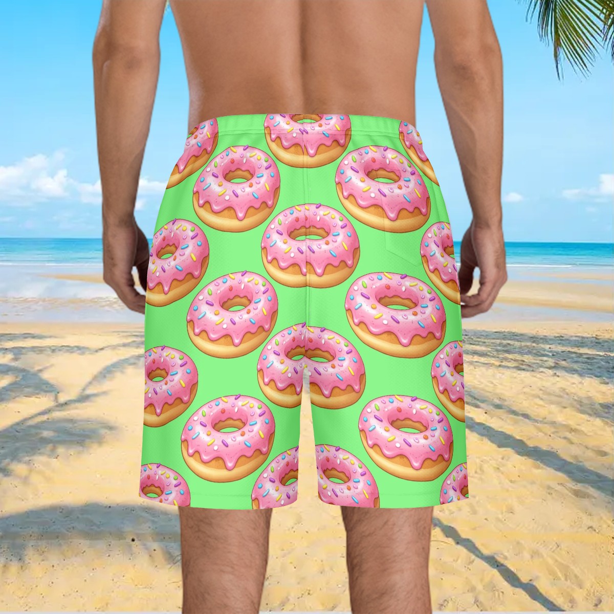 Men/Teen Swim Shorts - Donut Drip Hot Green