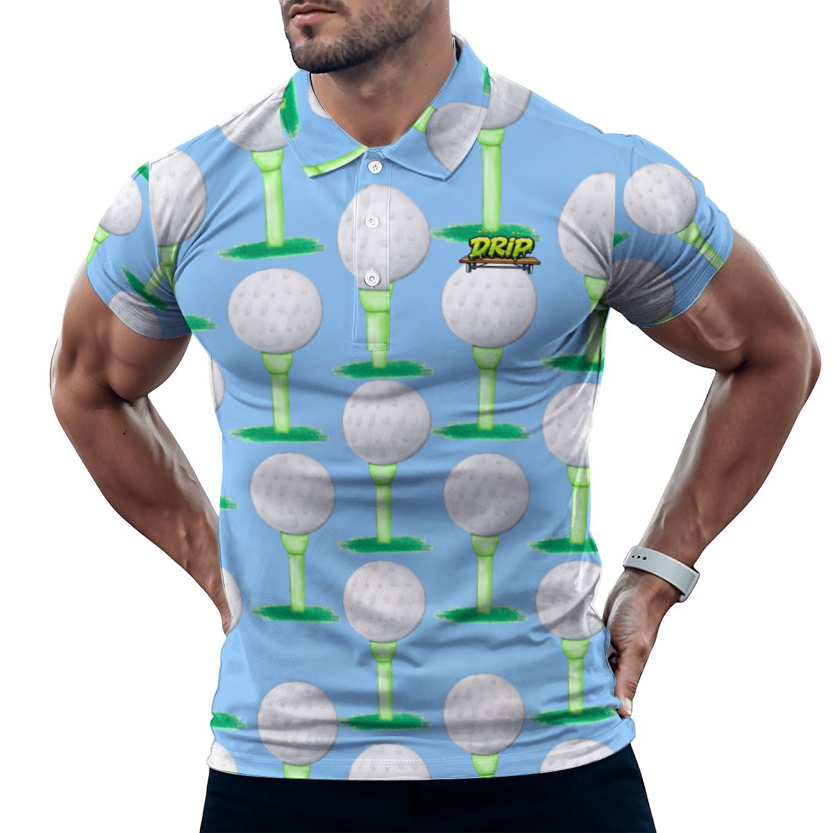 Uncle Golf Shirt - Golf Ball and Tee Ice Blue