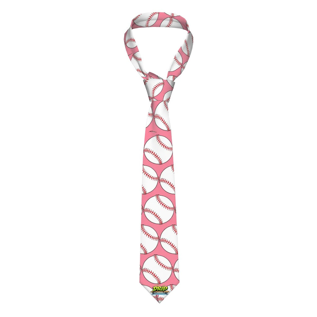 Game Day Tie - Baseballs Classic Pink