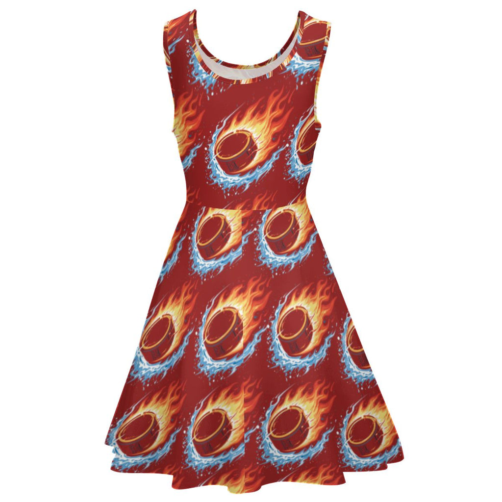 Women's Game Day Dress - Flamin Hockey Pucks Classic Red