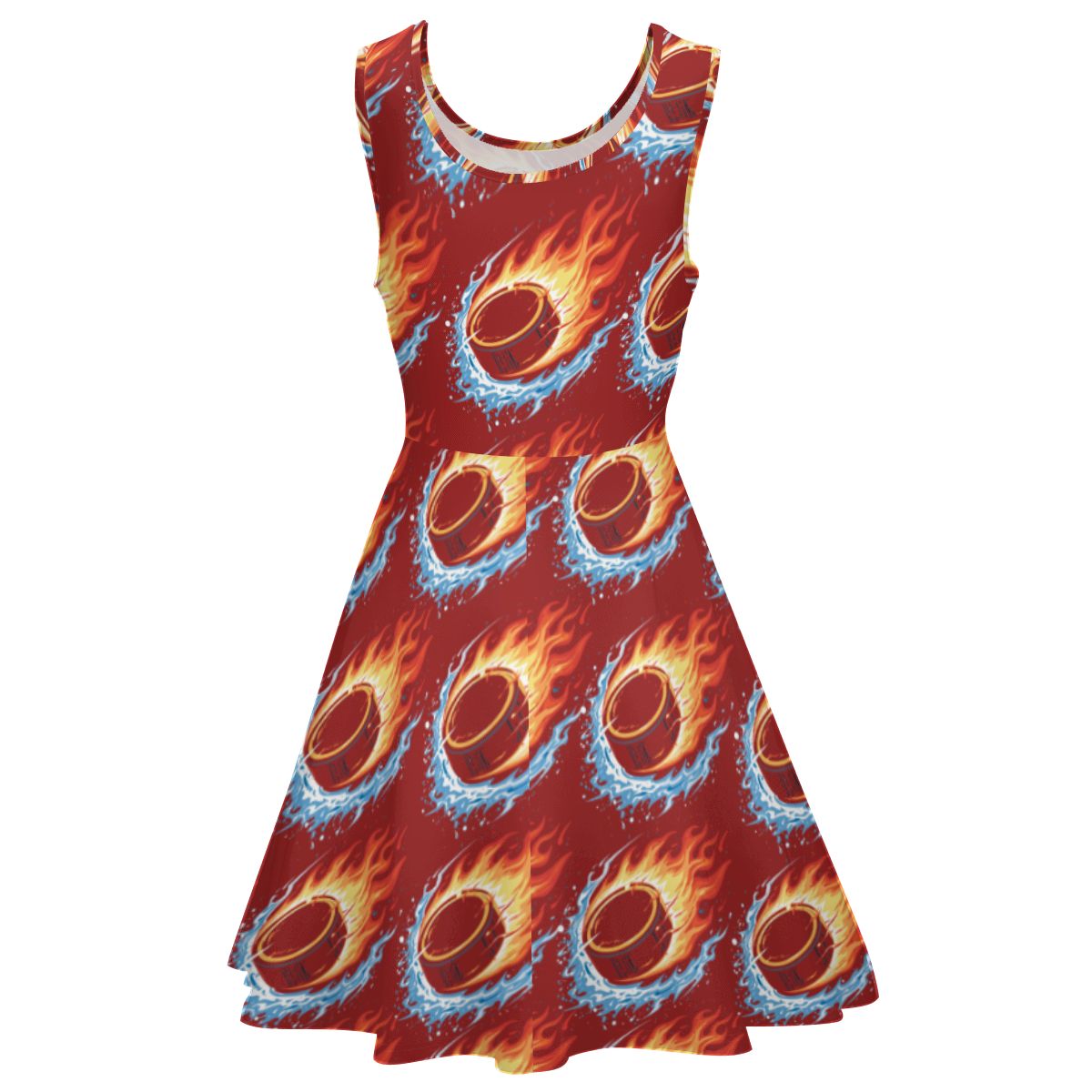 Women's Game Day Dress - Flamin Hockey Pucks Classic Red
