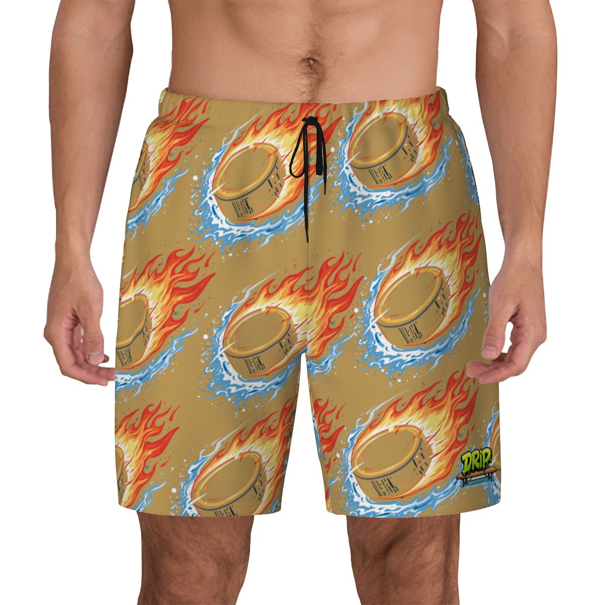 W2W Pro Mesh Hybrid Shorts - Flamin Hockey Pucks Beige