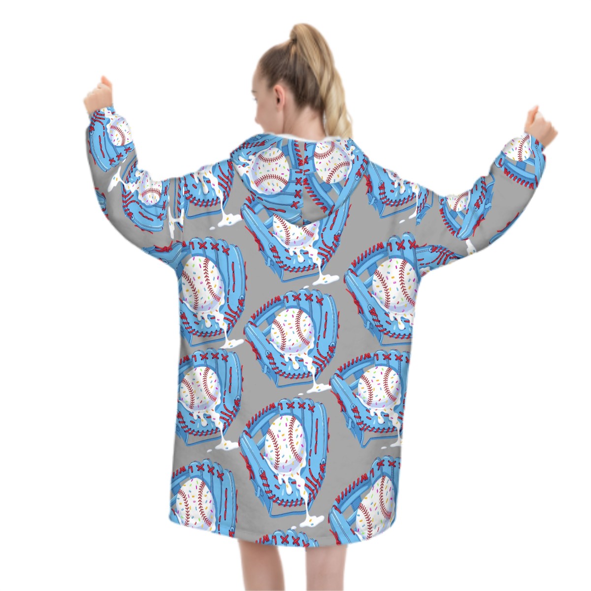 Adult Blanket Sweatshirt - Sprinkles Ice Cream Drip Grey