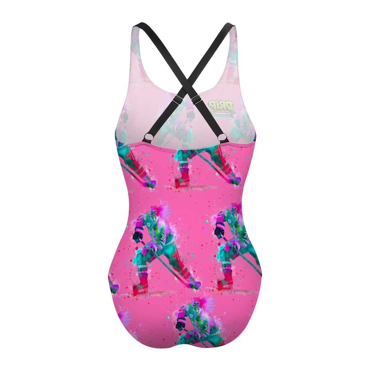 Cross-Back One Piece Swimsuit Women - Hockey Drip Flo Hot Pink