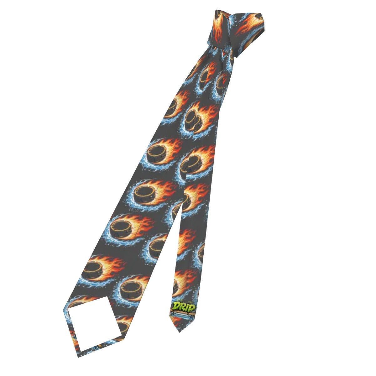 Game Day Tie - Flamin Hockey Puck Charcoal