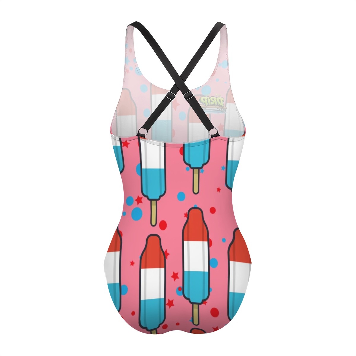 Cross-Back One Piece Swimsuit Women - Red White and Blue Pop Pink