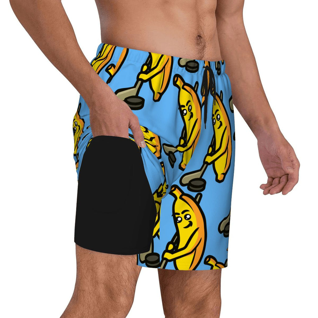 W2W Pro Mesh Hybrid Shorts - Bananas for Hockey Sky Blue