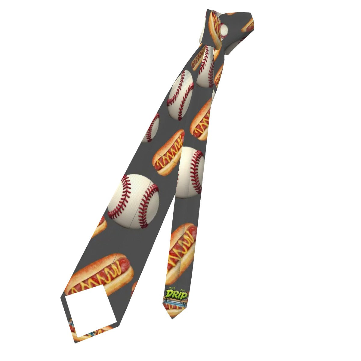 Game Day Tie - Baseballs and Hotdogs Charcoal