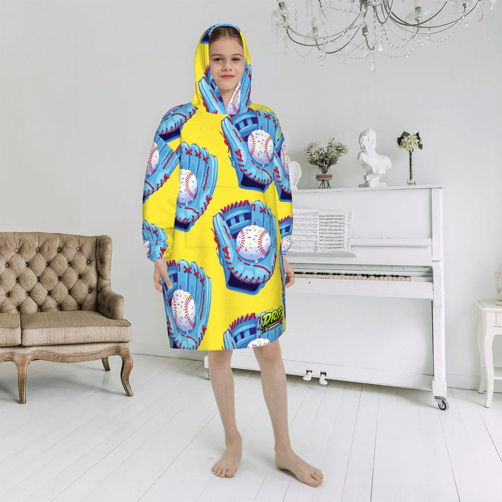 Youth Blanket Sweatshirt - Baseball Sprinkles Drip Yellow