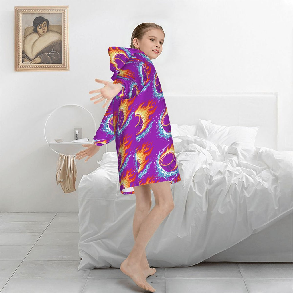 Youth Blanket Sweatshirt - Flamin Hockey Pucks Classic Purple