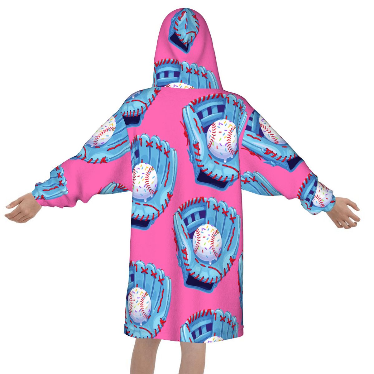 Youth Blanket Sweatshirt - Baseball Sprinkles Drip Hot Pink