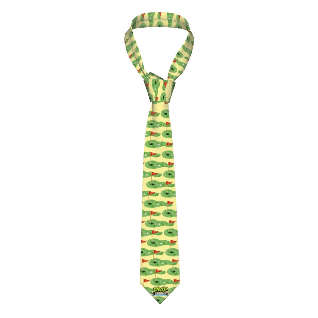 Game Day Tie - Golf Hole and Flag Yellow